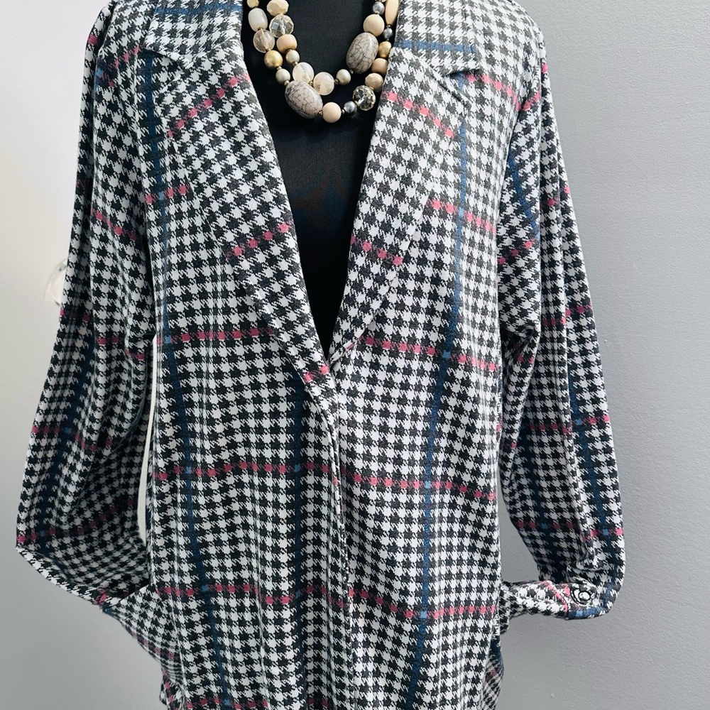 Stylish Houndstooth Blazer